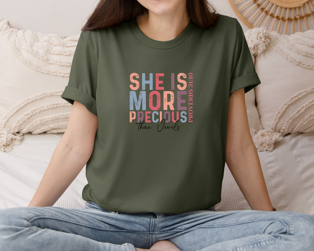 brand:Bella Canvas|color:Military Green|Christian Quotes Mom Bible Verse Graphic T-Shirt