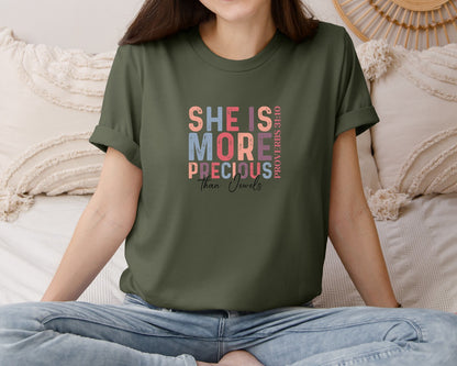 brand:Bella Canvas|color:Military Green|Christian Quotes Mom Bible Verse Graphic T-Shirt