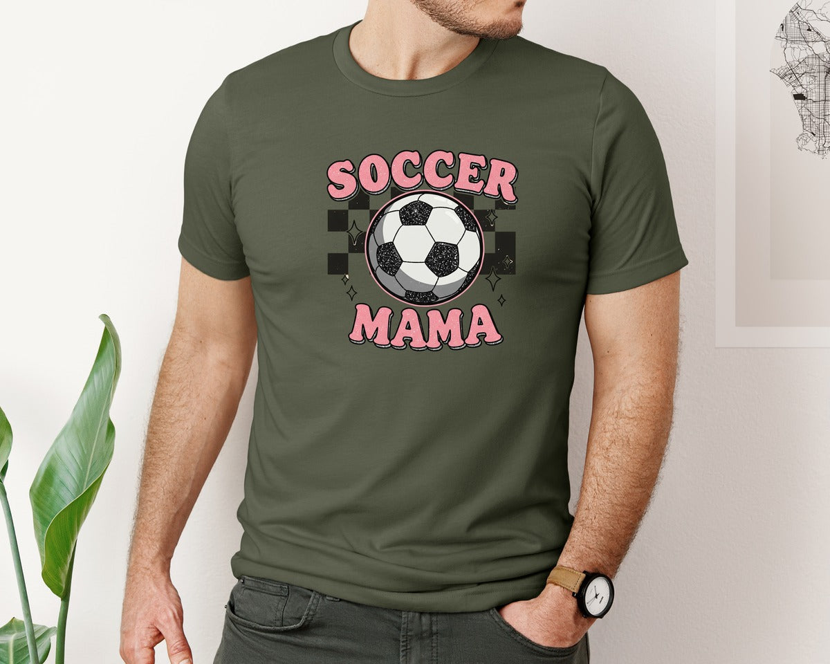 brand:Bella Canvas|color:Military Green|Soccer Mama Soccer Mom Graphic T-Shirt
