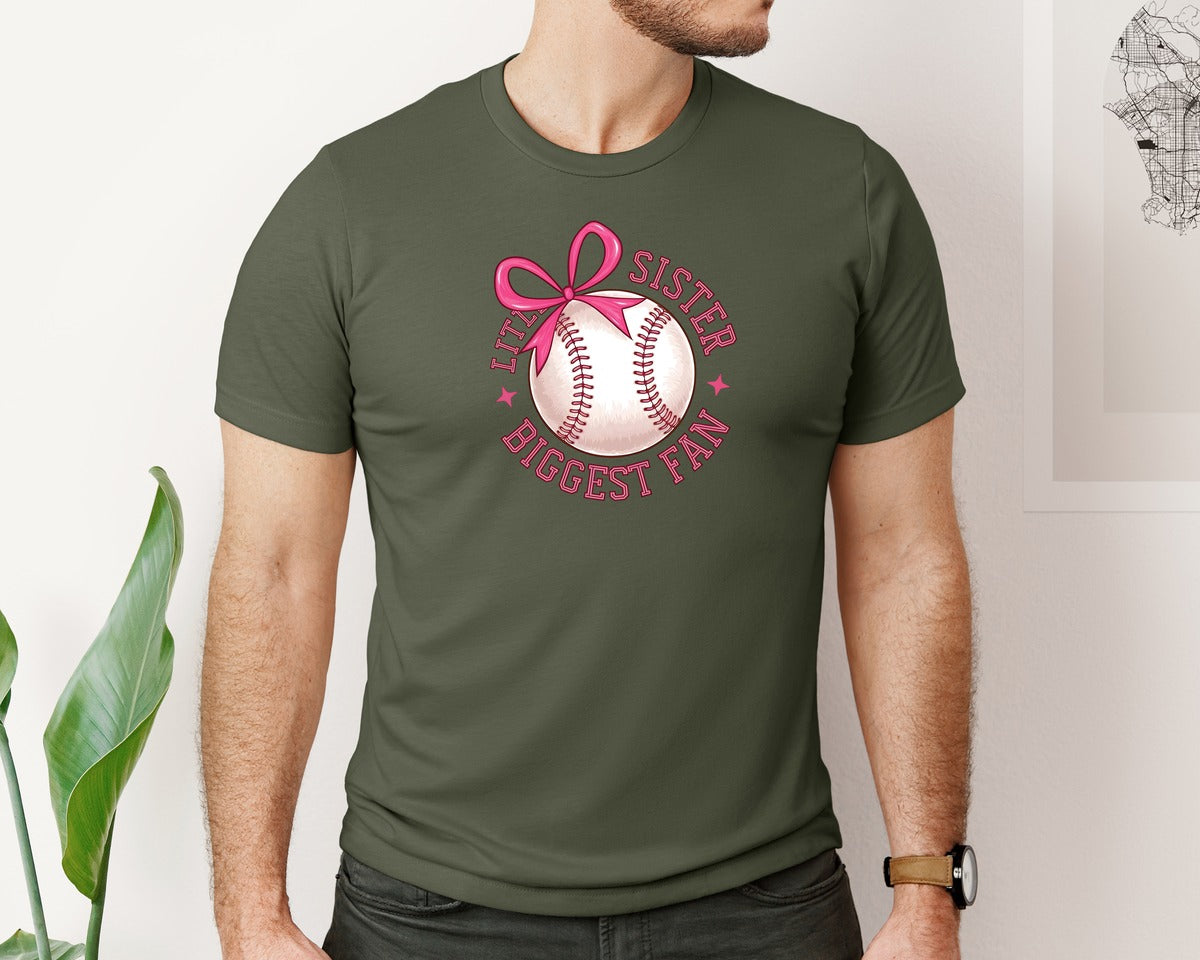 brand:Bella Canvas|color:Military Green|Baseball Sister Little Sister Graphic T-Shirt
