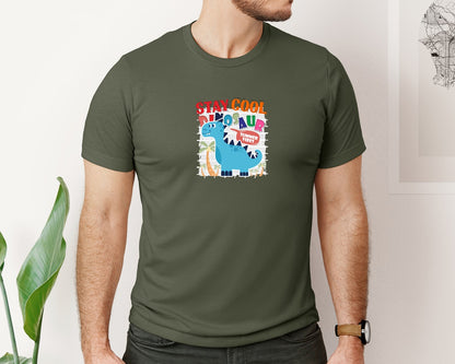 brand:Bella Canvas|color:Military Green|Cute Dinosaur Cartoon T Shirt Design Graphic T-Shirt