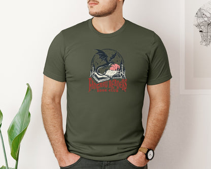 brand:Bella Canvas|color:Military Green|Fantasy Readers Book Club Dragon Castle Graphic T-Shirt