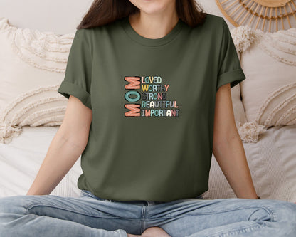 brand:Bella Canvas|color:Military Green|Mom Mothers Day Design Graphic T-Shirt