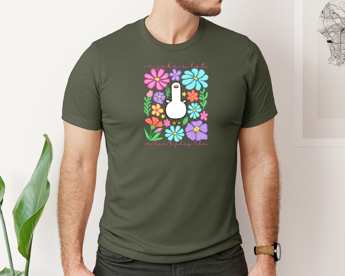 brand:Bella Canvas|color:Military Green|Sarcastic Goose Boho Floral Graphic T-Shirt