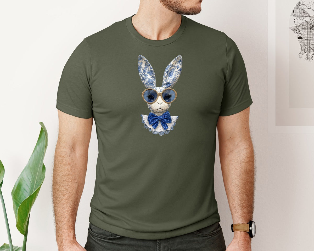 brand:Bella Canvas|color:Military Green|Cute Bunny T Shirt Bunny 2 Graphic T-Shirt