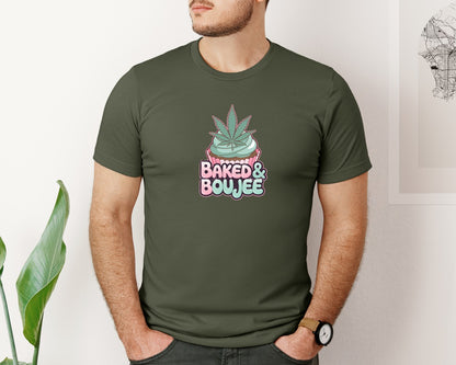 brand:Bella Canvas|color:Military Green|Baked Boujee Funny 4 Graphic T-Shirt