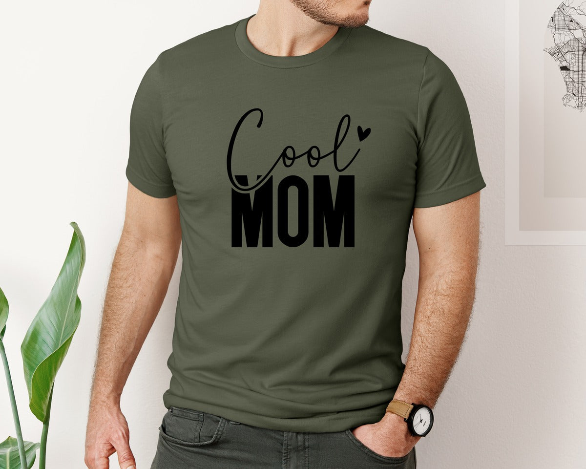 brand:Bella Canvas|color:Military Green|Cool Mom Funny Mom Mama Graphic T-Shirt