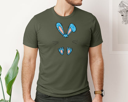 brand:Bella Canvas|color:Military Green|Boys Easter Monogram Bunny Graphic T-Shirt