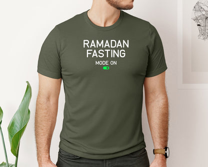 brand:Bella Canvas|color:Military Green|Ramadan Fasting Mode On Ramadan Typogra Graphic T-Shirt