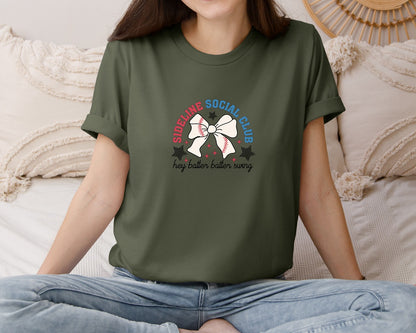 brand:Bella Canvas|color:Military Green|Sideline Social Club Hey Batter Batter Graphic T-Shirt