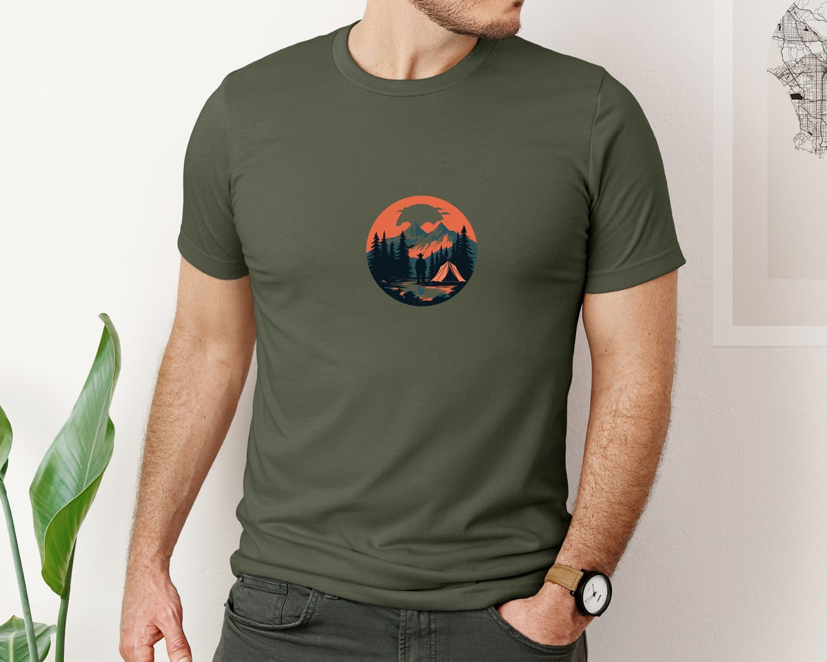 brand:Bella Canvas|color:Military Green|Camping T Shirt Vector Design 6 Graphic T-Shirt