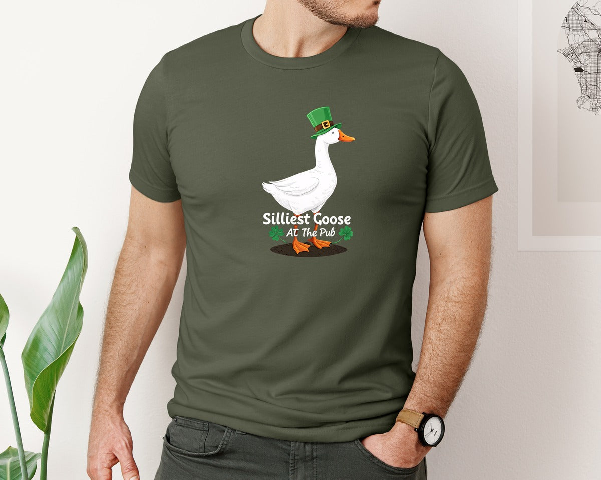 brand:Bella Canvas|color:Military Green|Silly Goose St Patricks Funniest Graphic T-Shirt