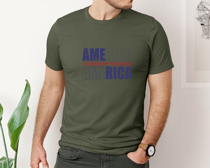 brand:Bella Canvas|color:Military Green|America Patriotic Graphic T-Shirt