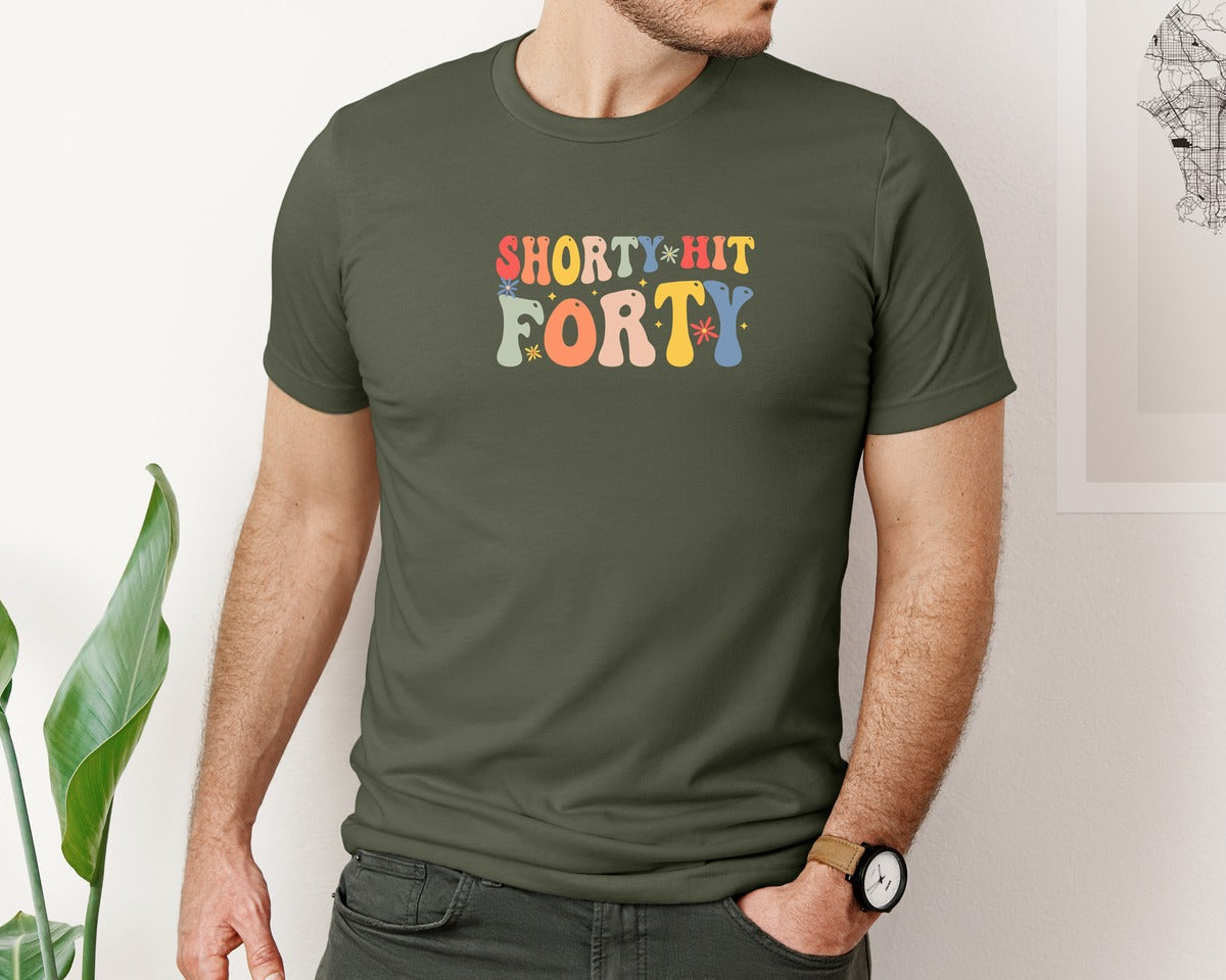 brand:Bella Canvas|color:Military Green|Shorty Hit Forty 3 Graphic T-Shirt