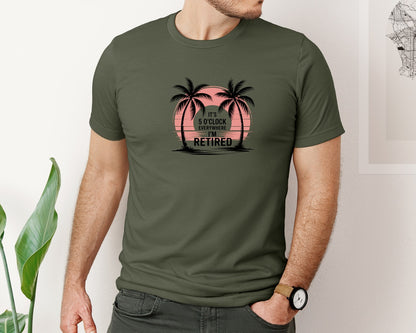 brand:Bella Canvas|color:Military Green|Funny Everywhere Im Retired Shirt Graphic T-Shirt