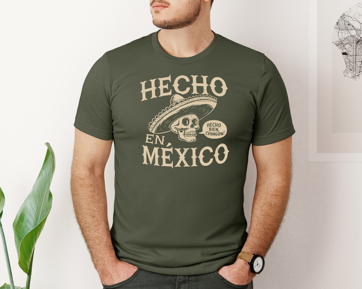 brand:Bella Canvas|color:Military Green|Hecho En Mexico Mexican Chicano Pride Graphic T-Shirt