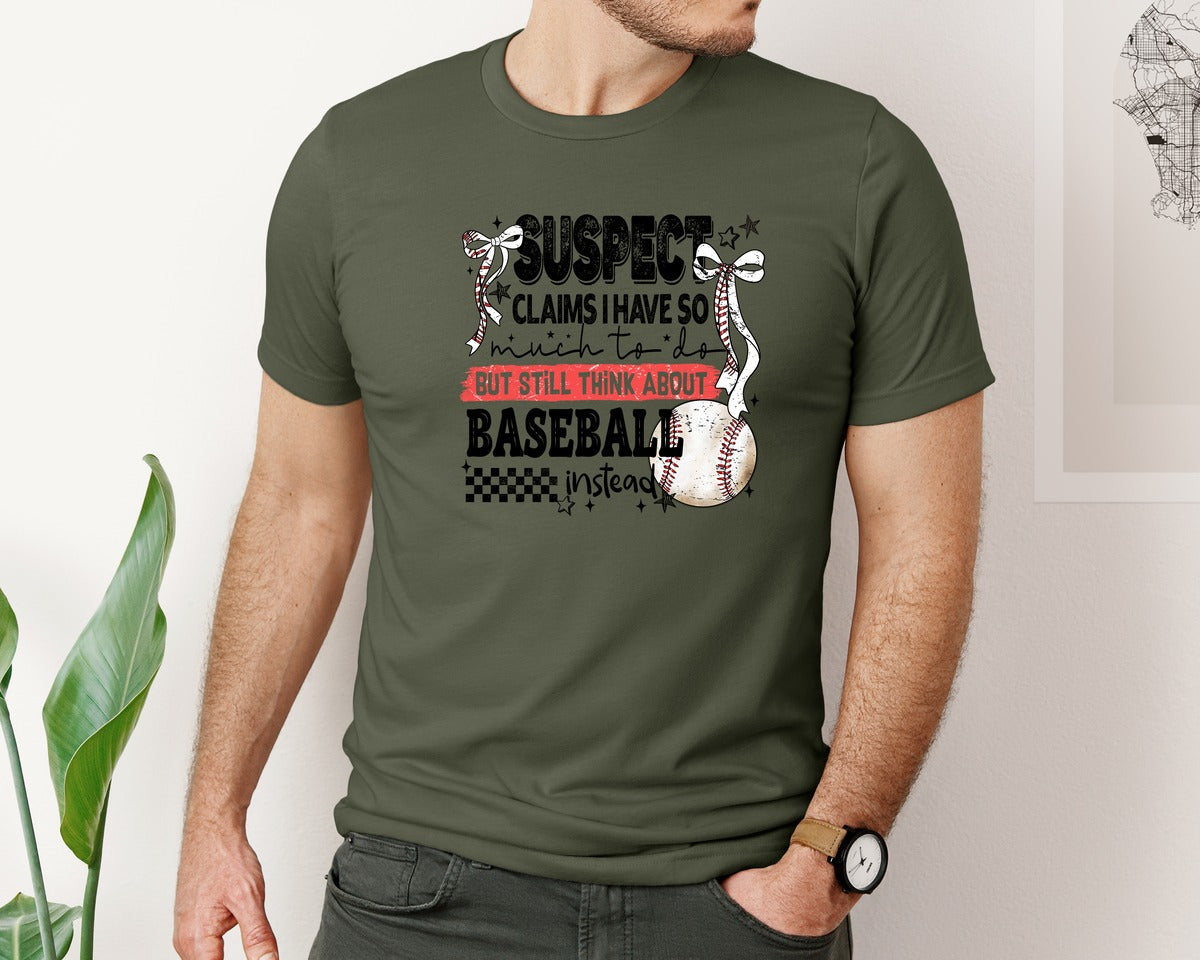 brand:Bella Canvas|color:Military Green|Baseball Bow Mom Quote Retro Distressed Graphic T-Shirt