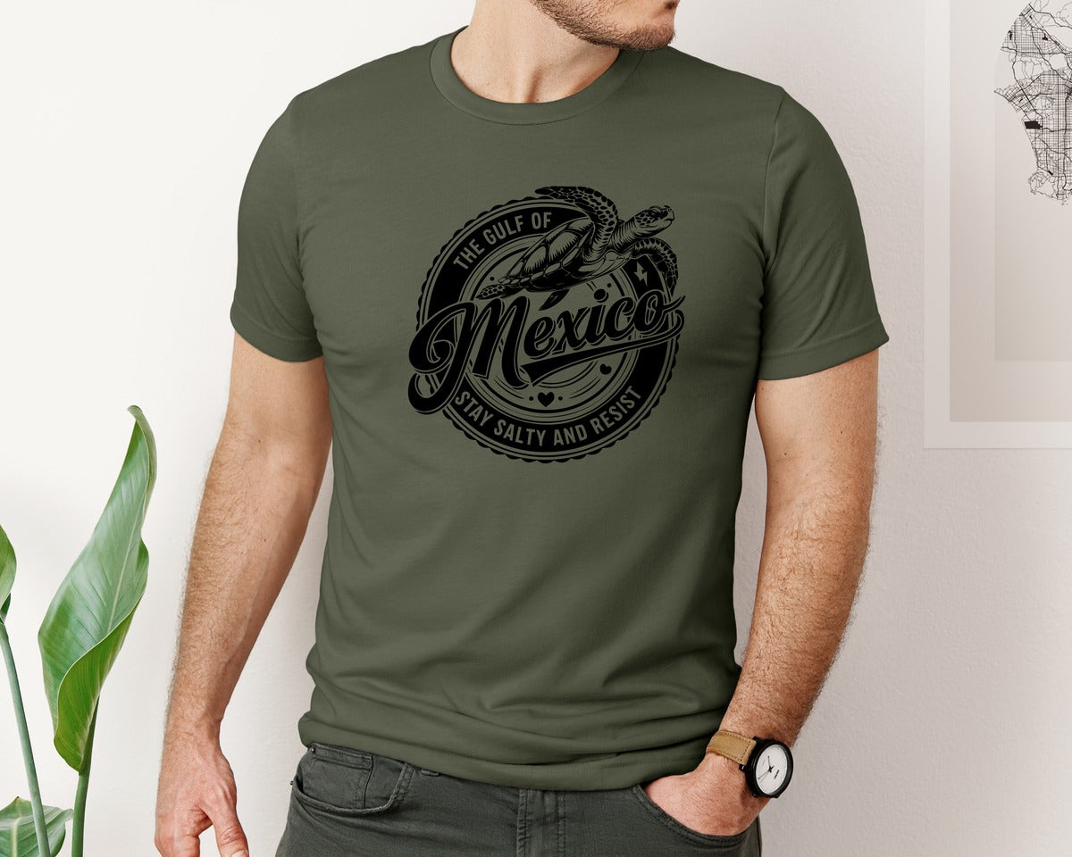 brand:Bella Canvas|color:Military Green|Gulf Of Mexico Turtle Beach Graphic T-Shirt