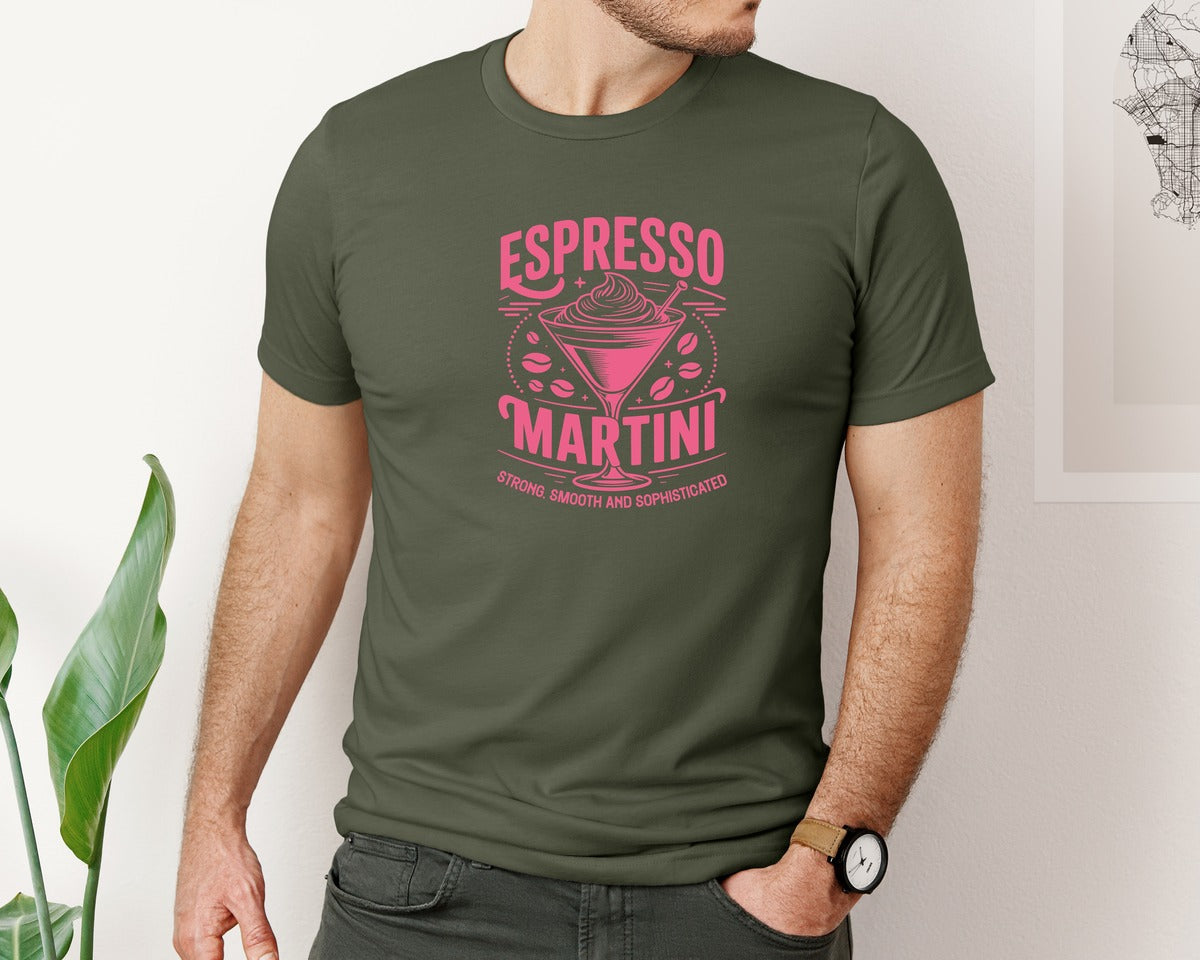 brand:Bella Canvas|color:Military Green|Espresso Martini Summer Cocktail Graphic T-Shirt