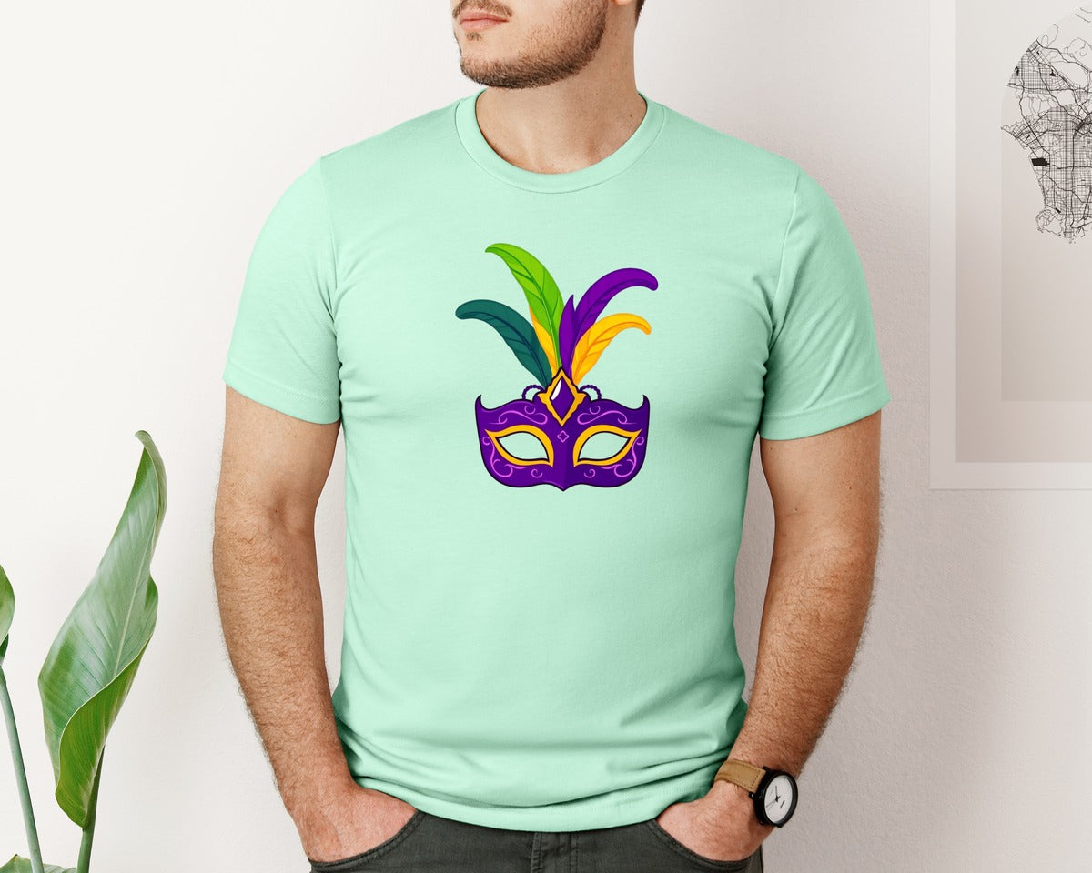 brand:Bella Canvas|color:Mint|Mardi Gras Mask T Shirt Design 4 Graphic T-Shirt
