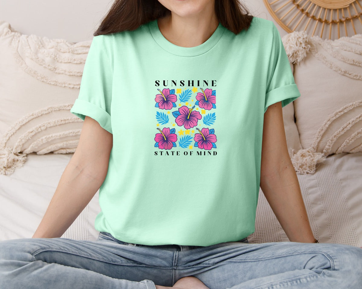 brand:Bella Canvas|color:Mint|Sunshine State Of Mind Summer Graphic T-Shirt