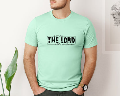 brand:Bella Canvas|color:Mint|Serve The Lord With Gladness Sleeve Graphic T-Shirt