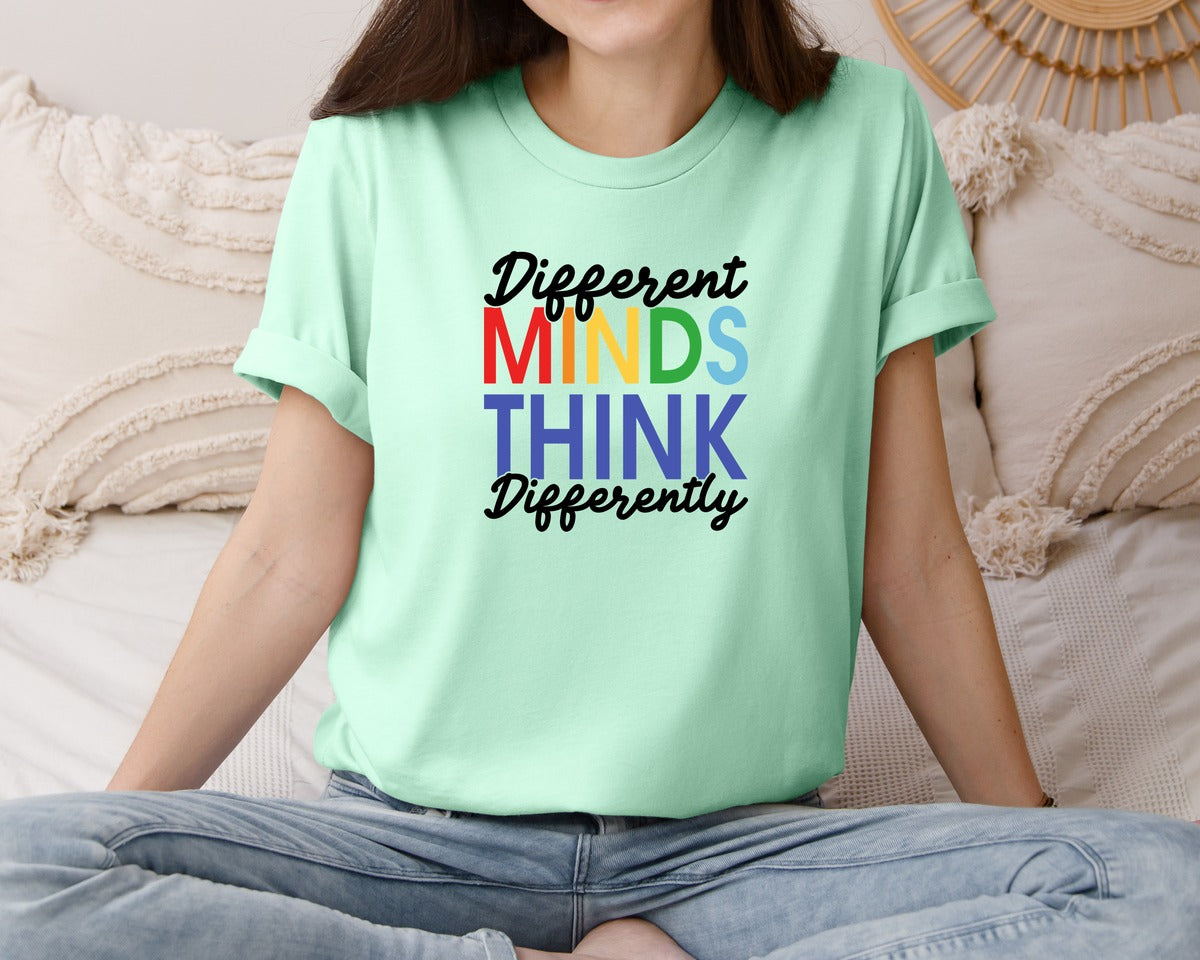 brand:Bella Canvas|color:Mint|Different Minds Autism T Shirt Graphic T-Shirt