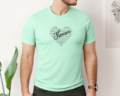 brand:Bella Canvas|color:Mint|Nonna Heart Shape Mothers Day Graphic T-Shirt