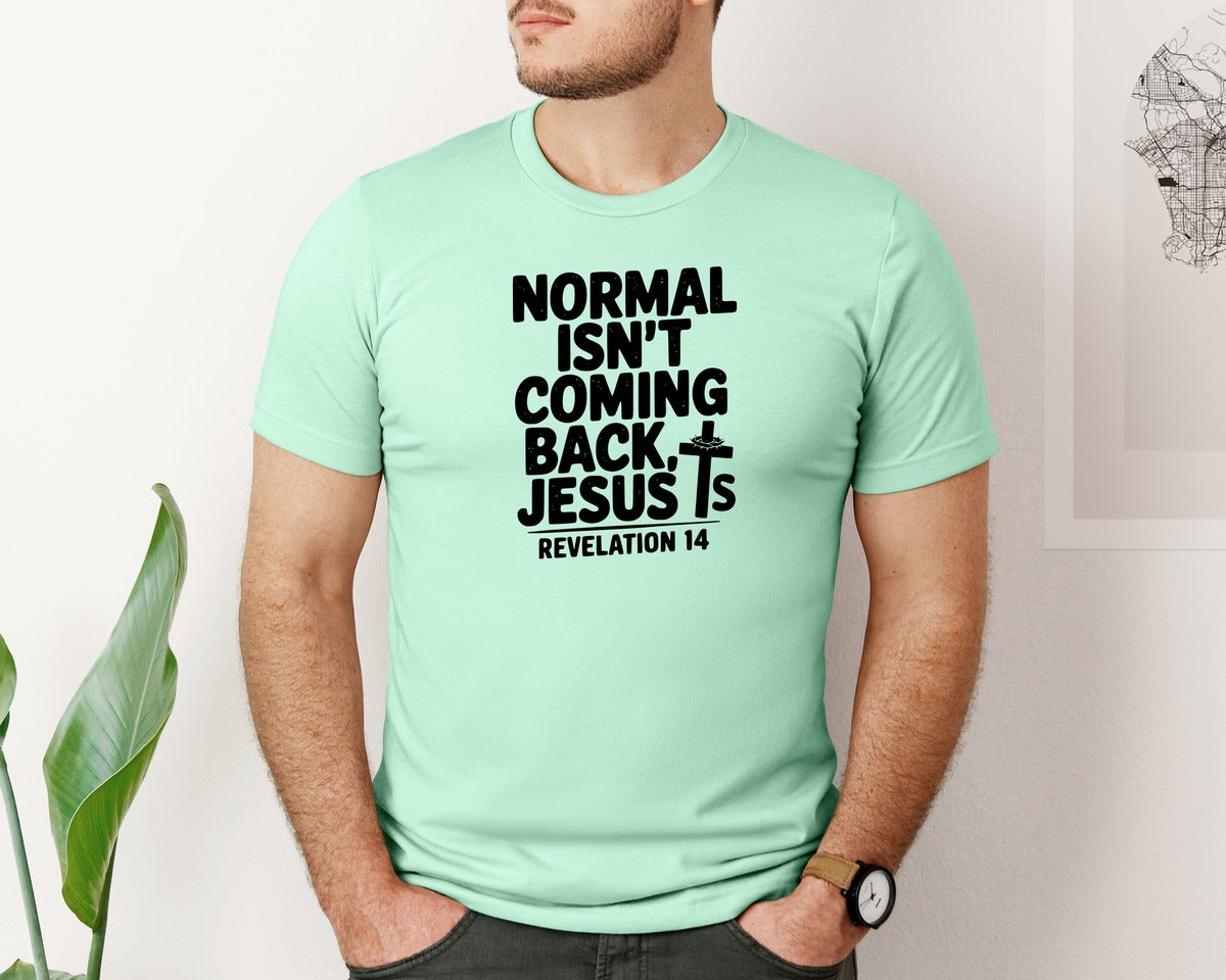 brand:Bella Canvas|color:Mint|Normal Isnt Coming Back But Jesus Is Sv Graphic T-Shirt