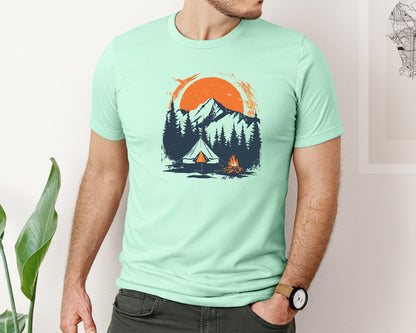 brand:Bella Canvas|color:Mint|Sunset Camping Adventure T Shirt Design 3 Graphic T-Shirt