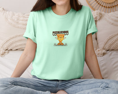 brand:Bella Canvas|color:Mint|Vintage Slice Pizza Cartoon Character Graphic T-Shirt