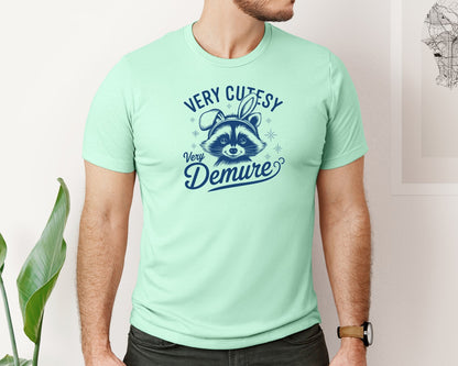 brand:Bella Canvas|color:Mint|Very Cutesy Very Demure Raccoon T Shirt Graphic T-Shirt