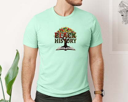 brand:Bella Canvas|color:Mint|Black History Month Tree Of Knowledge Graphic T-Shirt