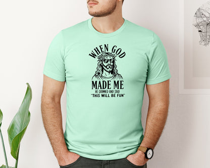 brand:Bella Canvas|color:Mint|God Humor Christian Faith Graphic T-Shirt