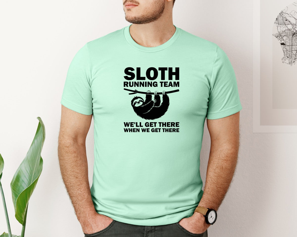 brand:Bella Canvas|color:Mint|Sloth Running Team T Shirt 2 Graphic T-Shirt