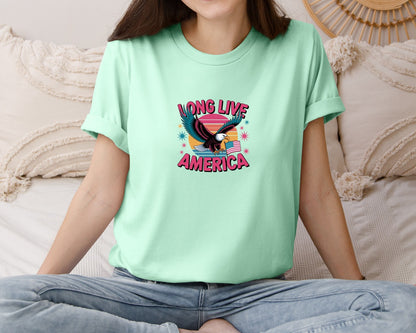 brand:Bella Canvas|color:Mint|Long Live America Graphic T-Shirt