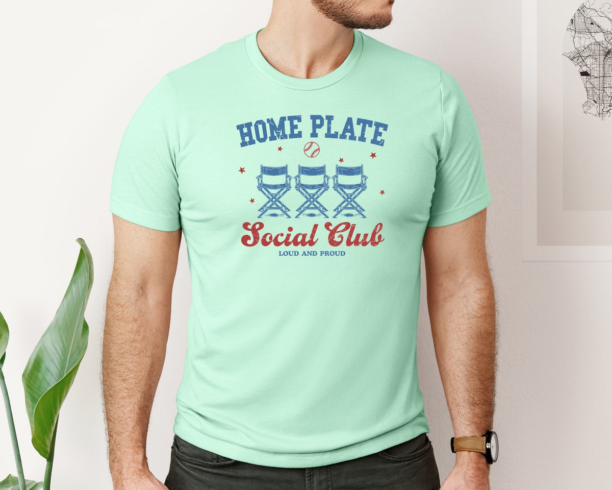 brand:Bella Canvas|color:Mint|Vintage Baseball Home Plate Social Club Graphic T-Shirt