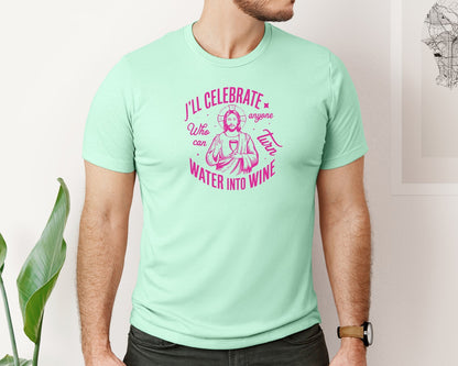 brand:Bella Canvas|color:Mint|Jesus Water Into Wine Design Graphic T-Shirt