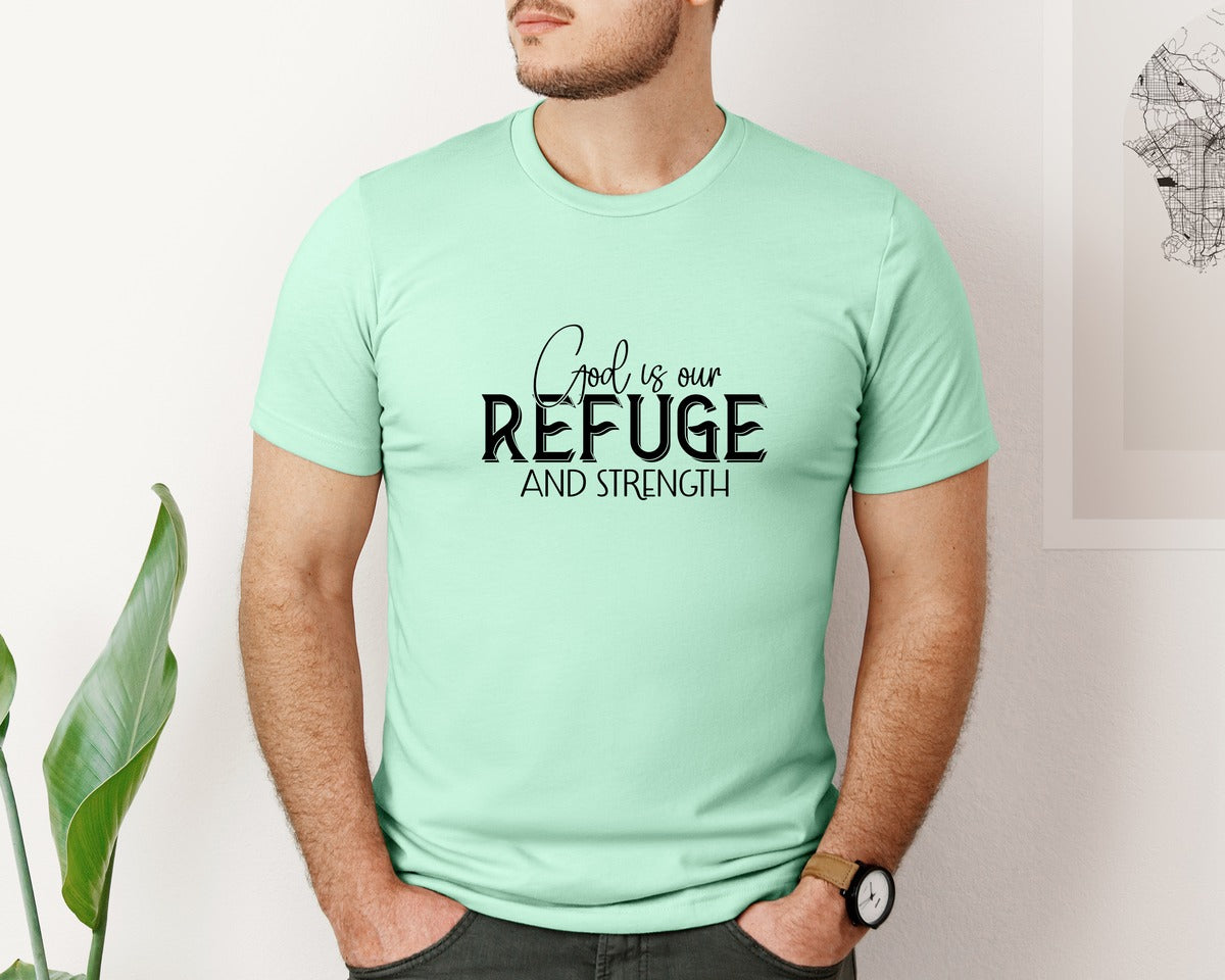 brand:Bella Canvas|color:Mint|God Is Our Refuge And Strength Sleeve Sv Graphic T-Shirt