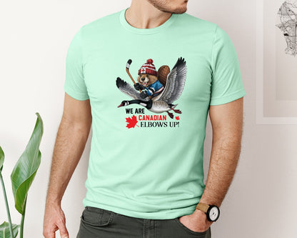brand:Bella Canvas|color:Mint|We Are Canada Elbows Up 2 Graphic T-Shirt