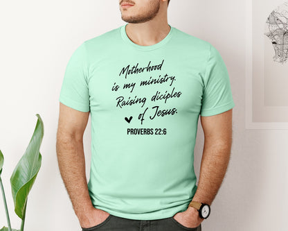 brand:Bella Canvas|color:Mint|Christian Mom Motherhood Is Kingdom Graphic T-Shirt