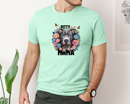 brand:Bella Canvas|color:Mint|Pitty Mama Cute Pitbull Dog 3 Graphic T-Shirt