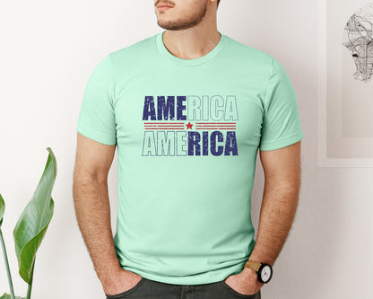 brand:Bella Canvas|color:Mint|America Patriotic Graphic T-Shirt