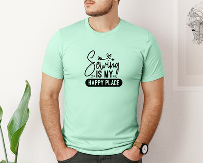 brand:Bella Canvas|color:Mint|Sewing Is My Happy Place 36 Graphic T-Shirt