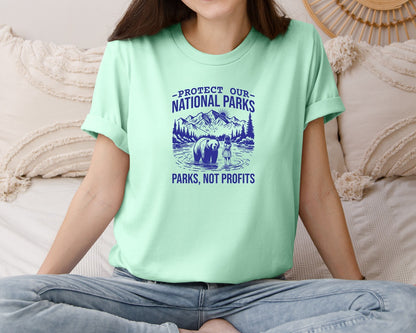 brand:Bella Canvas|color:Mint|Protect Our National Parks Shirt Save Graphic T-Shirt
