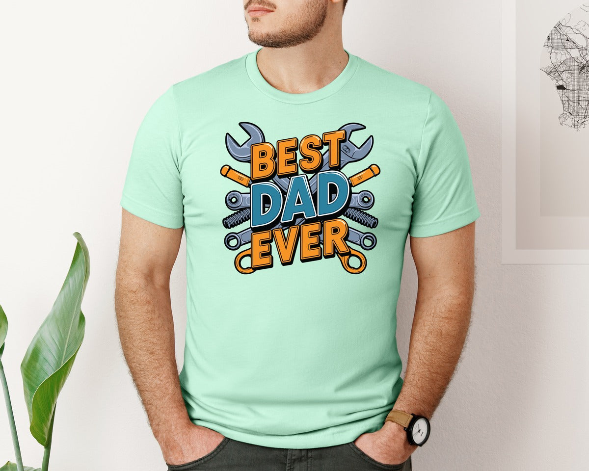 brand:Bella Canvas|color:Mint|Mechanic Dad 3 Graphic T-Shirt