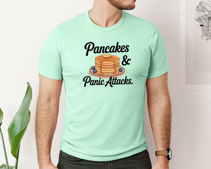 brand:Bella Canvas|color:Mint|Pancakes Panic Attacks Graphic T-Shirt