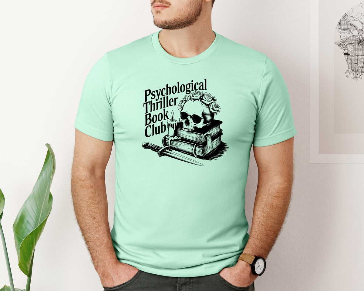 brand:Bella Canvas|color:Mint|Psychological Thriller Book Club T S Graphic T-Shirt