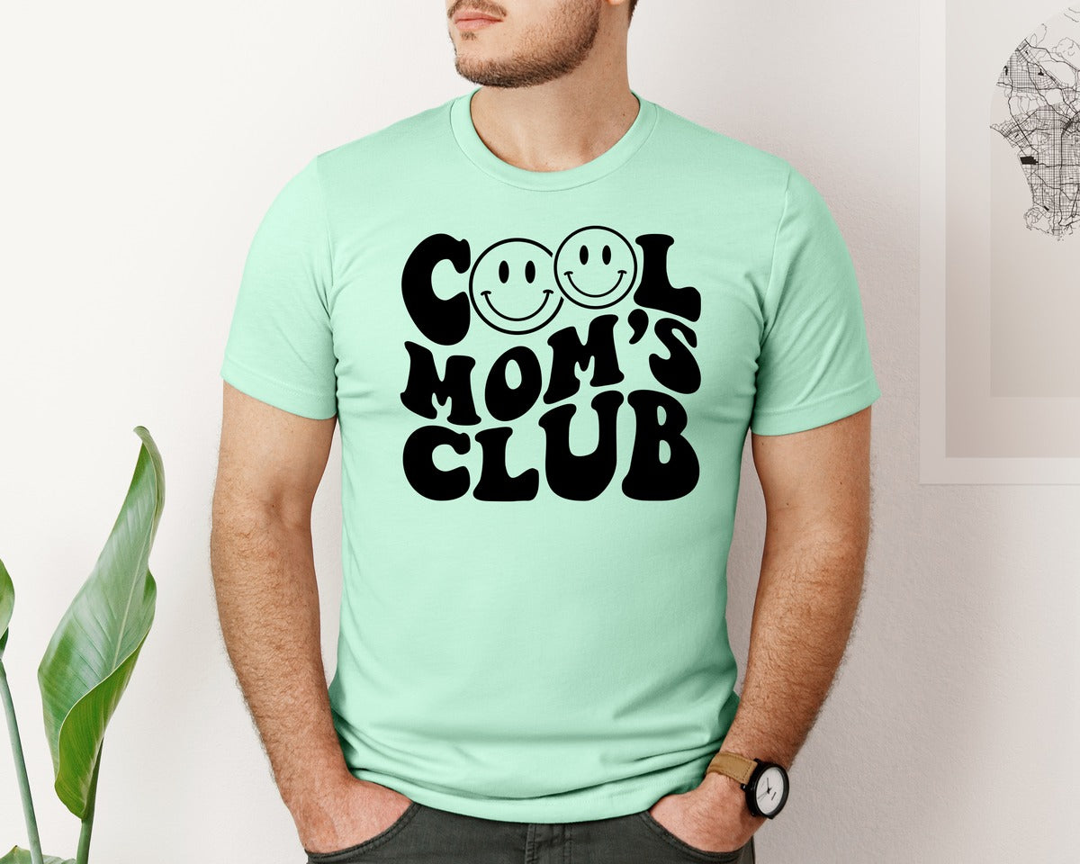 brand:Bella Canvas|color:Mint|Cool Moms Club Wavy 2 Graphic T-Shirt