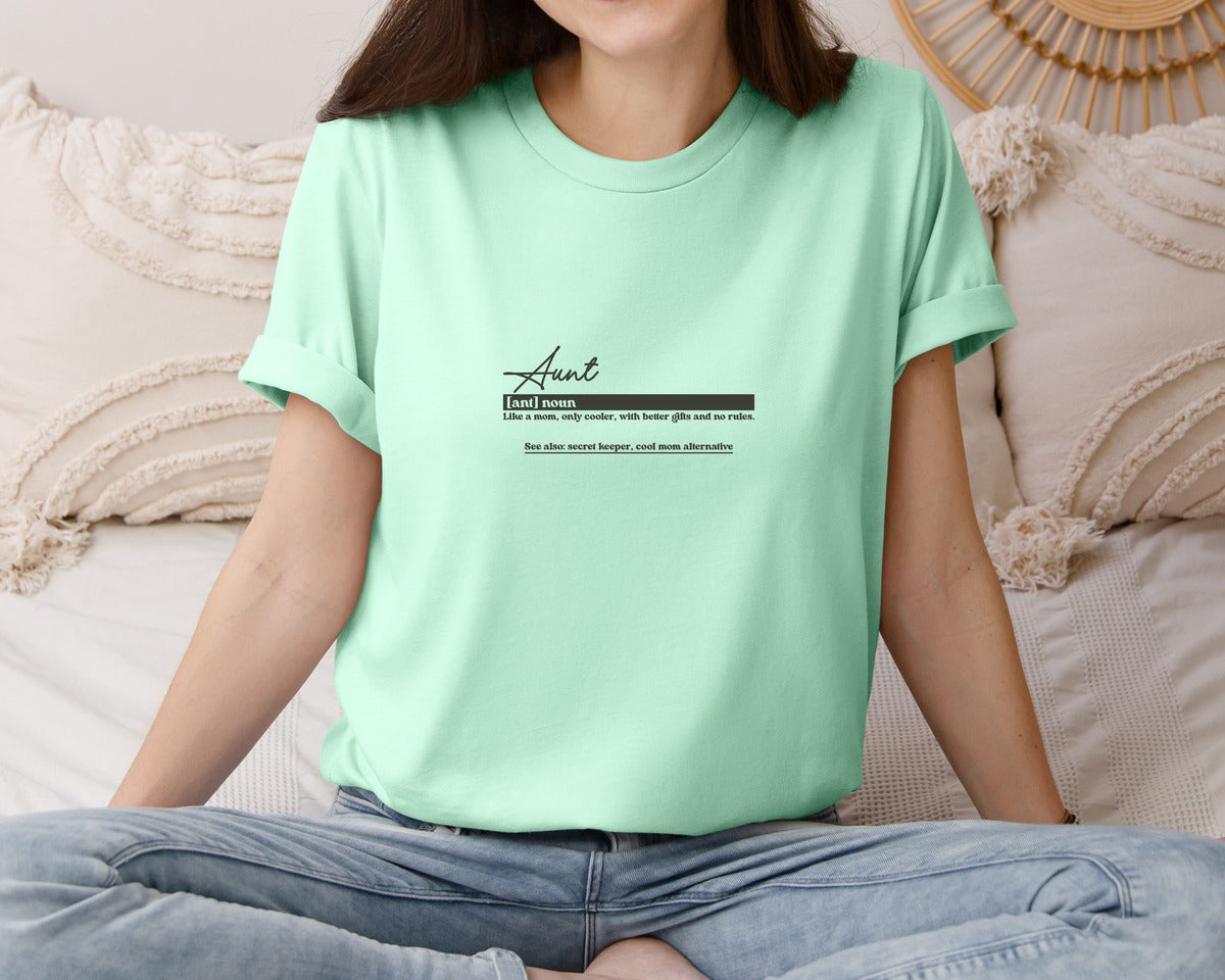 brand:Bella Canvas|color:Mint|Aunt Funny Definition Graphic T-Shirt